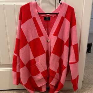 Dressed in LALA Red and Pink Checkered Cardigan